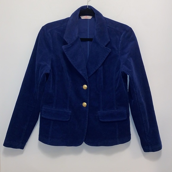 Laurie Felt Navy Corduroy 2-Button Blazer Jacket - Picture 3 of 5